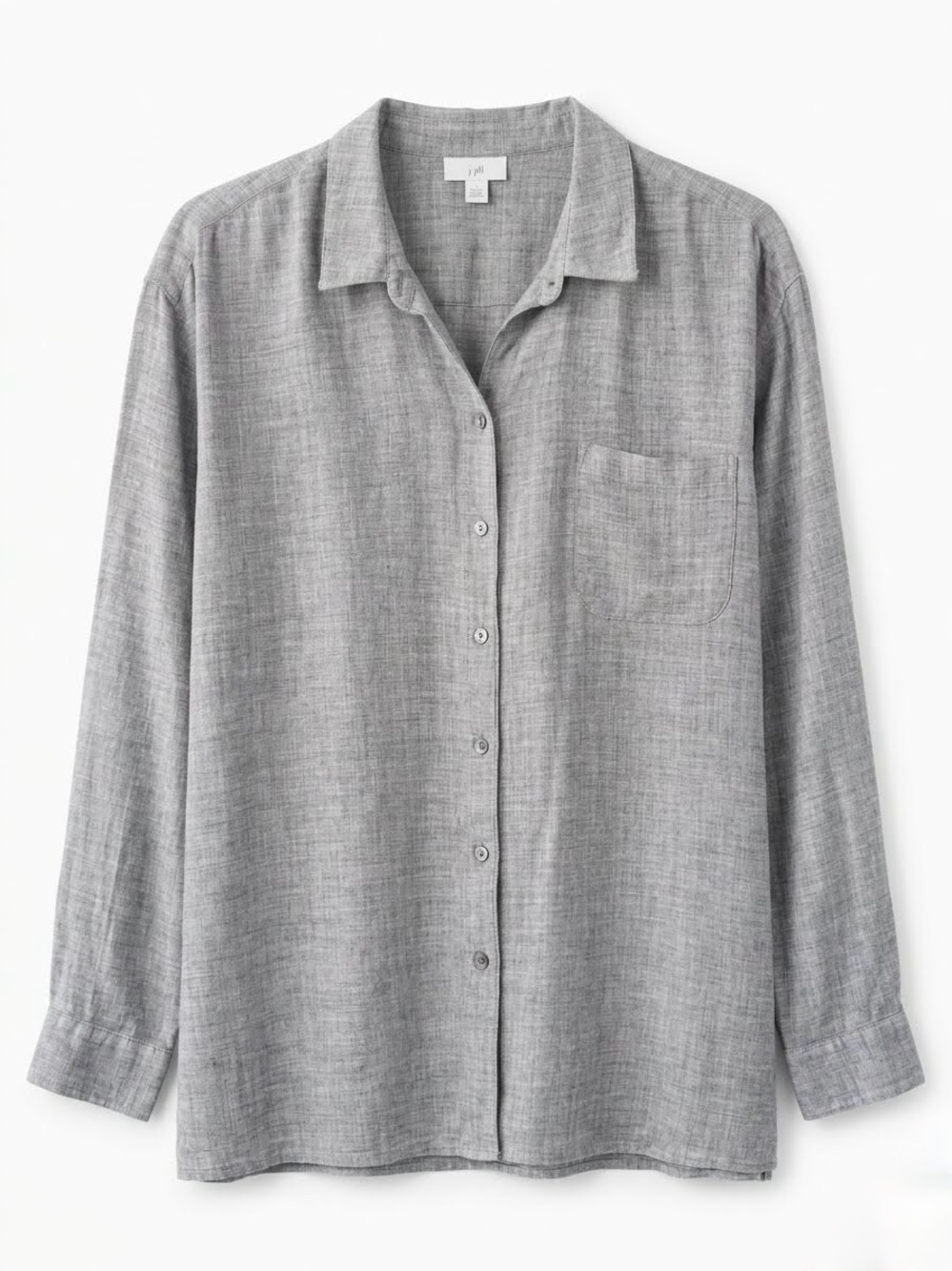 J. Jill Brushed Twill Button Front Shirt Gray Size M Lagenlook Softgirl Cozy